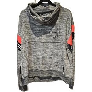 Pink By Victoria's Secret Large Heather Gray Logo Pullover Cowl Neck Sweatshirt